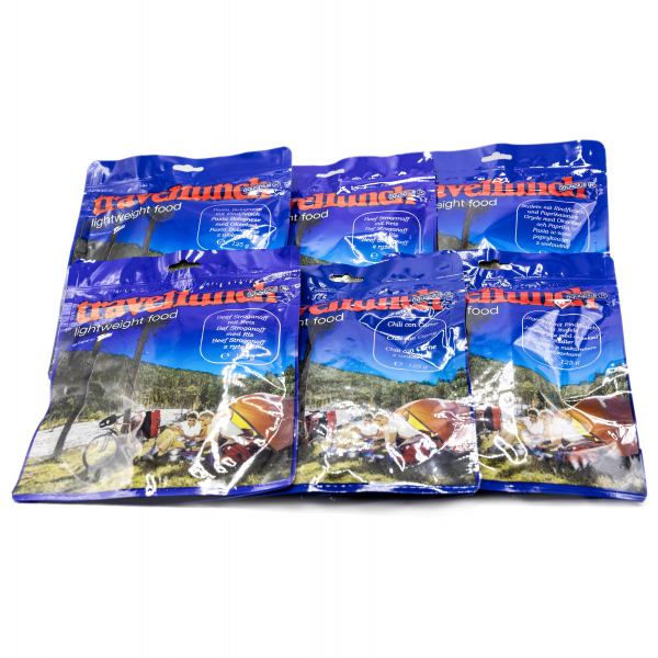 6 x 125 g Travellunch meals with meat, dry food
